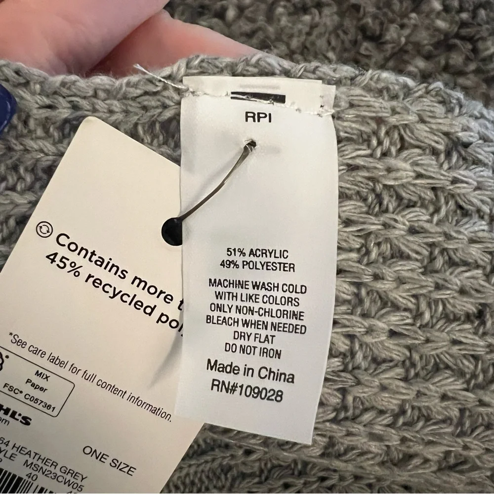 NWT Men's Sonoma Goods For Life Waffle Scarf in Gray
